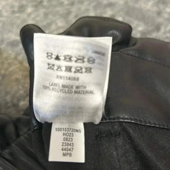 BAR III FAUX BLACK LEATHER WOMANS HIGH RISE BELTED PANTS SLACKS CLASSY SHARP FUN - Picture 9 of 10